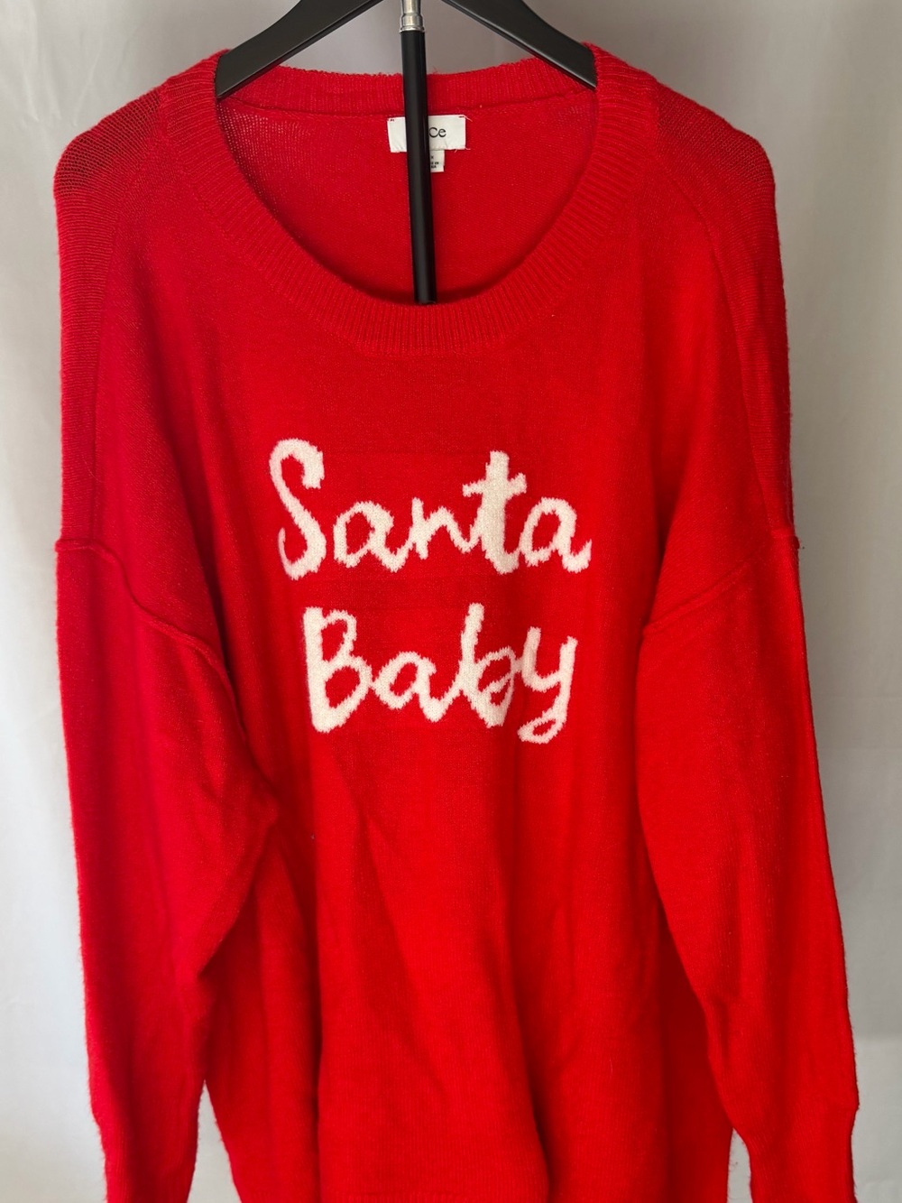 CeCe Red Crewneck Sweater with White Script Christmas Santa Baby 3x Plus Size